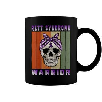 Rett Syndrome Warrior Skull Women Vintage Purple Ribbon Rett Syndrome Rett Syndrome Awareness Coffee Mug | Favorety UK