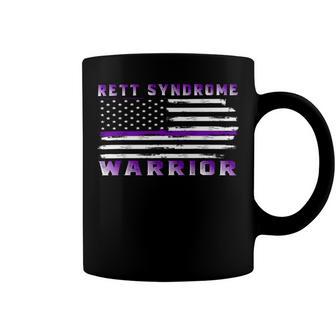 Rett Syndrome Warrior Usa Flag United States Flag Purple Ribbon Rett Syndrome Rett Syndrome Awareness Coffee Mug | Favorety AU