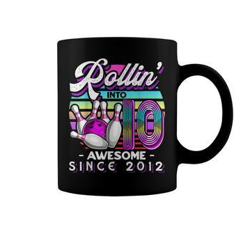 Rollin Into 10 Awesome 2012 Retro Bowling 10Th Birthday Coffee Mug - Seseable