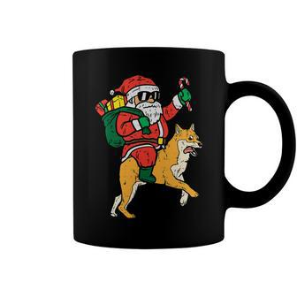 Santa Riding Shiba Inu Doge Akita Christmas Pjs Xmas Pajamas T-Shirt Coffee Mug - Seseable
