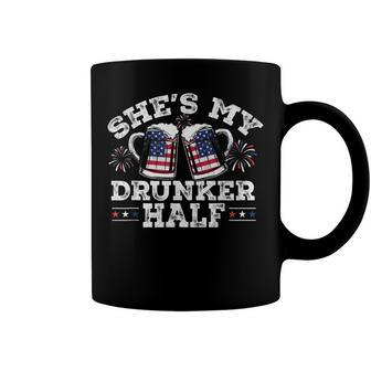 Shes My Drunker Half Funny Beer Couple Matching 4Th Of July Coffee Mug - Seseable