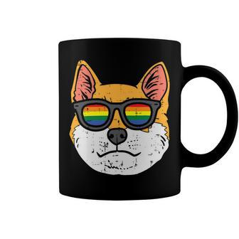 Shiba Inu Akita Dog Lgbtq Rainbow Flag Gay Pride Ally Lover T-Shirt Coffee Mug - Seseable