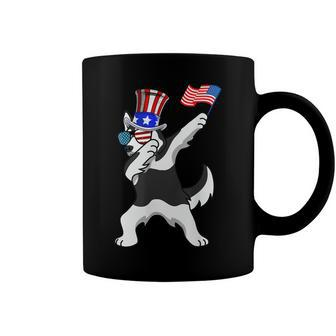 Siberian Husky Dabbing Dog Dad 4Th Of July Coffee Mug - Seseable