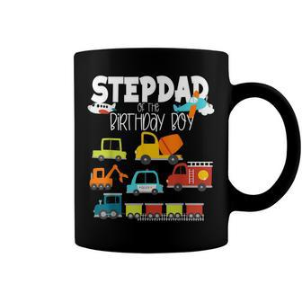 Stepdad Of The Birthday Boy Family Matching Train Fire Truck Coffee Mug - Seseable