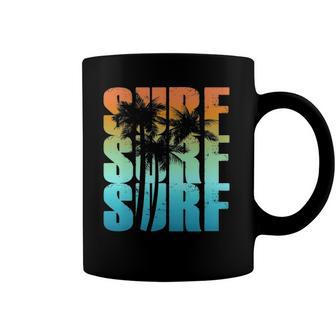 Surfing Sunset Palm Tree Cool Summer Vacation Men Women Surf Coffee Mug | Mazezy