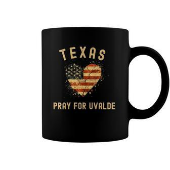 Texas Pray For Uvalde American Flag Broken Heart Coffee Mug | Mazezy