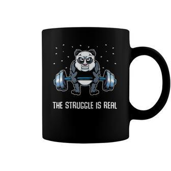 The Struggle Is Real Funny Fitness Panda Gymer Coffee Mug | Mazezy
