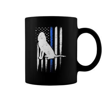 Thin Blue Line Bloodhound Dog Police Officer American Flag Coffee Mug | Mazezy