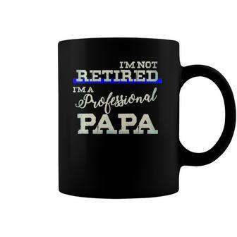Thin Blue Line Distressed Retired Professional Papa Police Coffee Mug | Mazezy