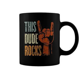This Dude Rocks Rock N Roll Heavy Metal Devil Horns Coffee Mug | Mazezy