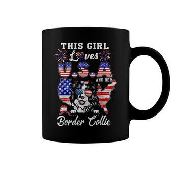 This Girl Loves Usa And Her Dog 4Th Of July Border Collie Coffee Mug - Seseable