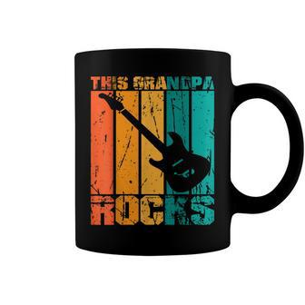 This Grandpa Rocks Design Fathers Day Birthday Guitar Coffee Mug - Seseable