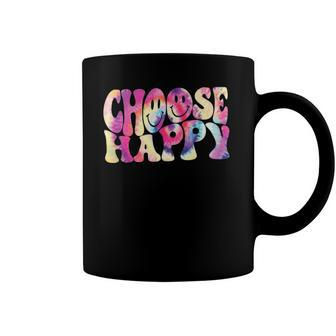 Tie Dye Inspirational Positive Quote Choose Happy Smile Face Coffee Mug | Mazezy