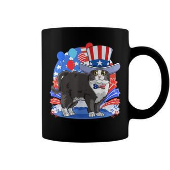 Tuxedo Cat 4Th Of July Patriotic American Flag Coffee Mug - Seseable