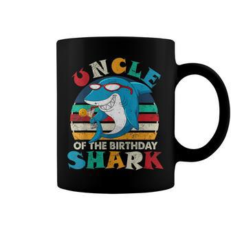 Uncle Of The Birthday Shark Funny Retro Uncle Shark Coffee Mug - Seseable