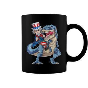 Uncle Sam Dinosaur T 4Th Of July T Rex Kids Boys Gifts Coffee Mug - Seseable