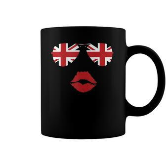 United Kingdom Flag Lips Sunglasses Union Jack Gift Coffee Mug | Mazezy
