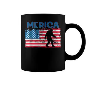 Us Flag Bigfoot July 4Th Sasquatch Patriotic Merica Coffee Mug - Seseable