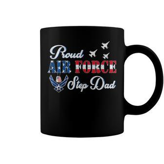 Us Flag Proud Air Force Step Dad Fathers Day 4Th Of July Coffee Mug - Seseable