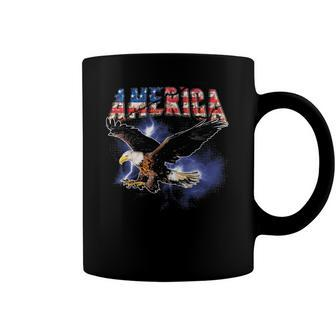 Usa Flag America Font Eagle Flashes For Men And Women Coffee Mug | Mazezy