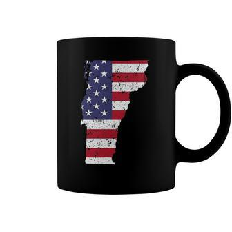 Vermont Map State American Flag 4Th Of July Pride Tee Coffee Mug | Mazezy