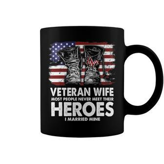Veteran Wife Most People Never Heroes Veteran America Flag T-Shirt Coffee Mug - Monsterry