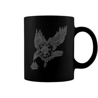 Viking Nordic Norse Mythology Raven & Runes Coffee Mug | Mazezy