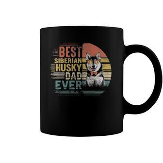 Vintage Fathers Day Retro Best Siberian Husky Dad Ever Coffee Mug | Mazezy