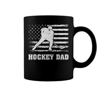 Vintage Hockey Dad American Flag Hockey 4Th Of July Coffee Mug - Seseable