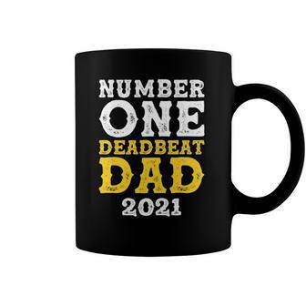 Vintage Number One Deadbeat Dad 2021 Funny Fathers Day Coffee Mug | Mazezy