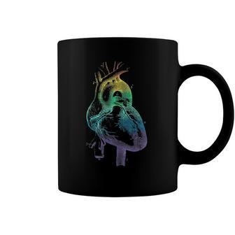 Vintage Rainbow Anatomical Heart Halloween Doctor Pride Tee Coffee Mug | Mazezy