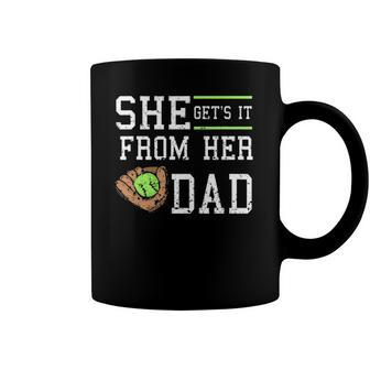 Vintage She Gets It From Her Dad Daughter Father Baseball Coffee Mug | Mazezy