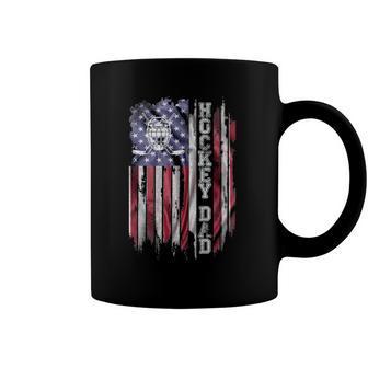 Vintage Usa American Flag Proud Hockey Dad Silhouette Funny Coffee Mug | Mazezy