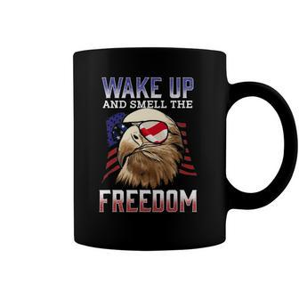 Wake Up And Smell The Freedom Murica American Flag Eagle Coffee Mug | Mazezy