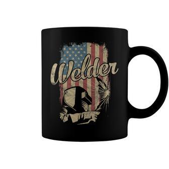 Welder American Flag Welding Gift Usa Patriotic Retro Helmet V2 Coffee Mug - Seseable