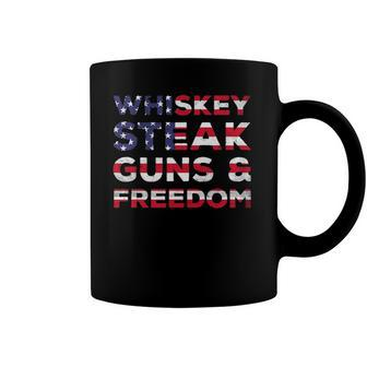 Whiskey Steak Guns & Freedom Usa Flag Bourbon Patriotic Usa Coffee Mug | Mazezy
