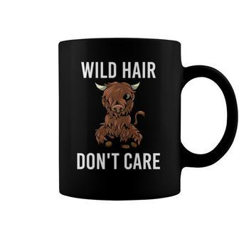 Wild Hair Dont Care Funny Highland Cow Heifer Cattle Coffee Mug | Mazezy