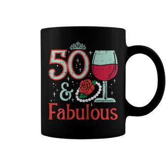 Womens 50 & Fabulous Fifty 50Th Birthday Party 50 Years Old Women Coffee Mug - Seseable