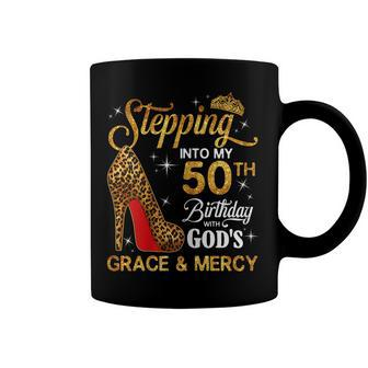 Womens 50Th Birthday Leopard Shoes Stepping Into My 50Th Bday Coffee Mug - Seseable