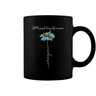 Womens All The People Imagine Living Life In Peace Daisy Flower Coffee Mug | Mazezy