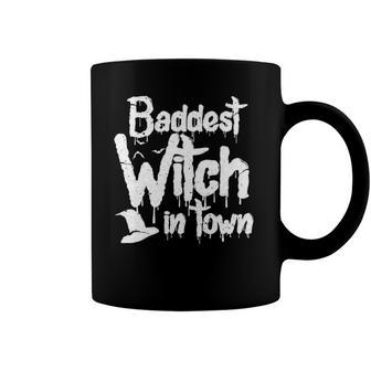 Womens Baddest Witch In Town Funny Halloween Witches Coffee Mug | Mazezy