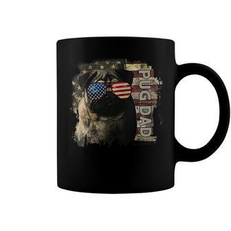 Womens Best Pug Dad Ever American Flag 4Th Of July Pug Lovers Gift Coffee Mug - Seseable