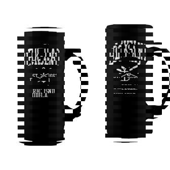 Womens Block Island Ri Vintage Crossed Oars & Boat Anchor Sports Coffee Mug | Mazezy