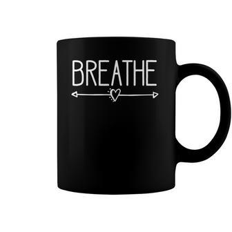 Womens Breathe Arrow Heart Birth Doula Midwife Yoga Meditation Coffee Mug | Mazezy