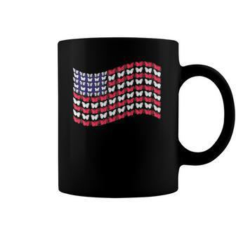 Womens Butterflies American Flag 4Th Of July Usa Butterfly Flag Coffee Mug | Mazezy