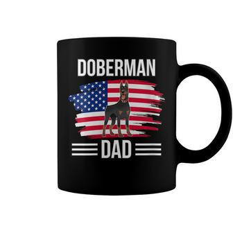 Womens Dog Owner Us Flag 4Th Of July Fathers Day Doberman Dad Coffee Mug - Seseable
