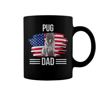 Womens Dog Owner Us Flag 4Th Of July Fathers Day Pug Dad Coffee Mug - Seseable