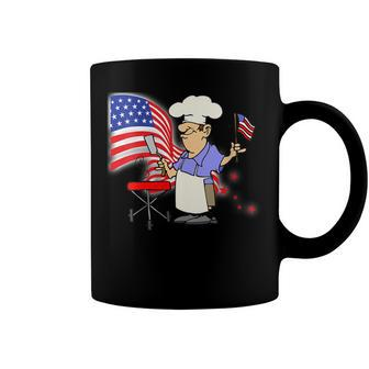 Womens Funny Patriotic All American Dad 4Th Of July Flag Bbq Men Coffee Mug - Seseable