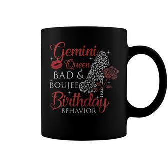 Womens Gemini Queen Bad Boujee Birthday Behavior Women High Heels Coffee Mug - Seseable