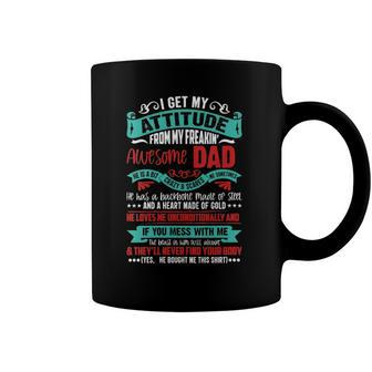 Womens I Get My Attitude From My Freaking Awesome Dad V-Neck Coffee Mug | Mazezy